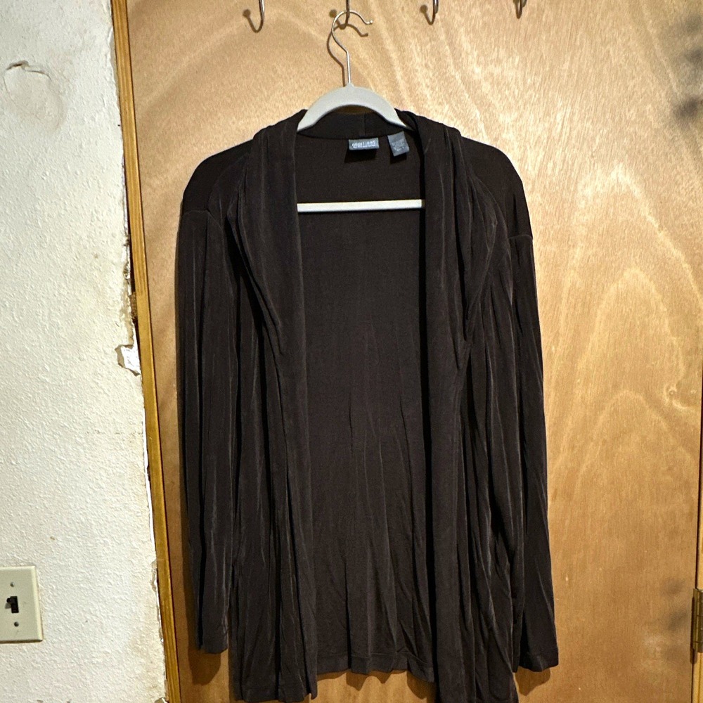 Additions by Chico's Brown Open Front Draped V-Neck Cardigan 3X Plus Stretch